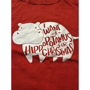 All I want for Christmas Hippo T Shirt Gildan Heavy Cotton Short Sleeve Youth XS